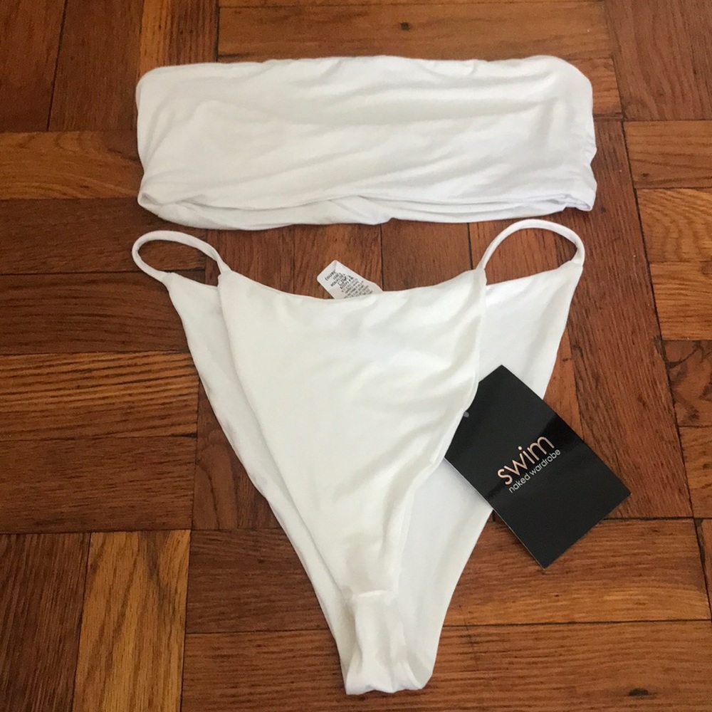 Naked wardrobe NWT white bikini strapless